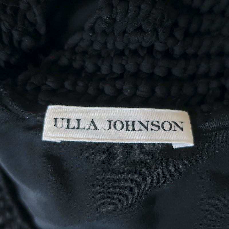 Ulla Johnson Fringed Midi Dress Sanna Black Silk Macrame Size 2