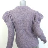 Veronica Beard Novah Puff Sleeve Sweater Lilac Pointelle Knit Size Medium