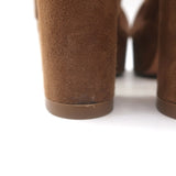 Stuart Weitzman Joni Crisscross Platform Sandals Brown Suede Size 38.5