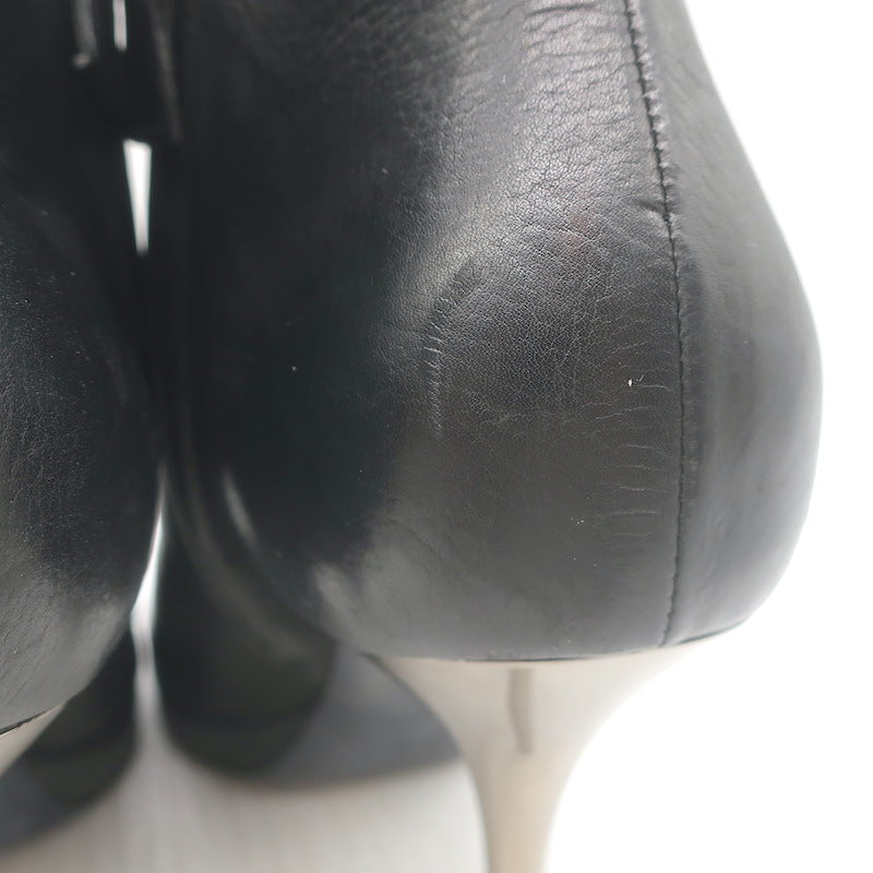 Lanvin Metal-Heel Platform Booties Black Leather Size 40