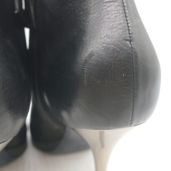 Lanvin Metal-Heel Platform Booties Black Leather Size 40