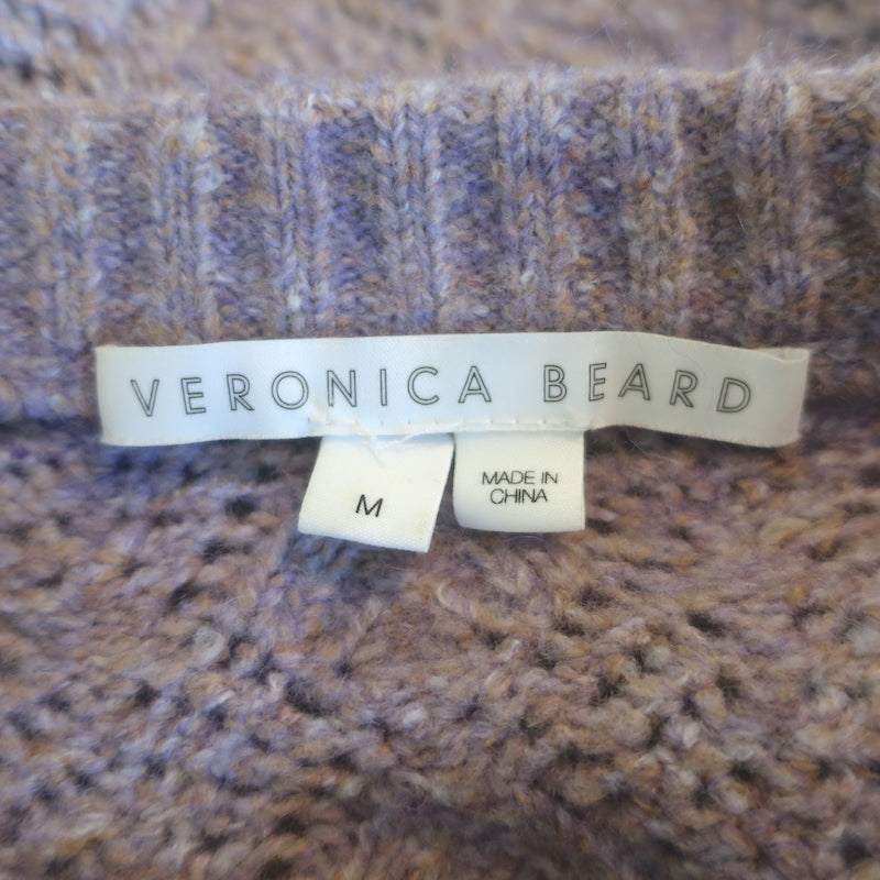 Veronica Beard Novah Puff Sleeve Sweater Lilac Pointelle Knit Size Medium