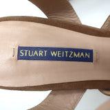 Stuart Weitzman Joni Crisscross Platform Sandals Brown Suede Size 38.5