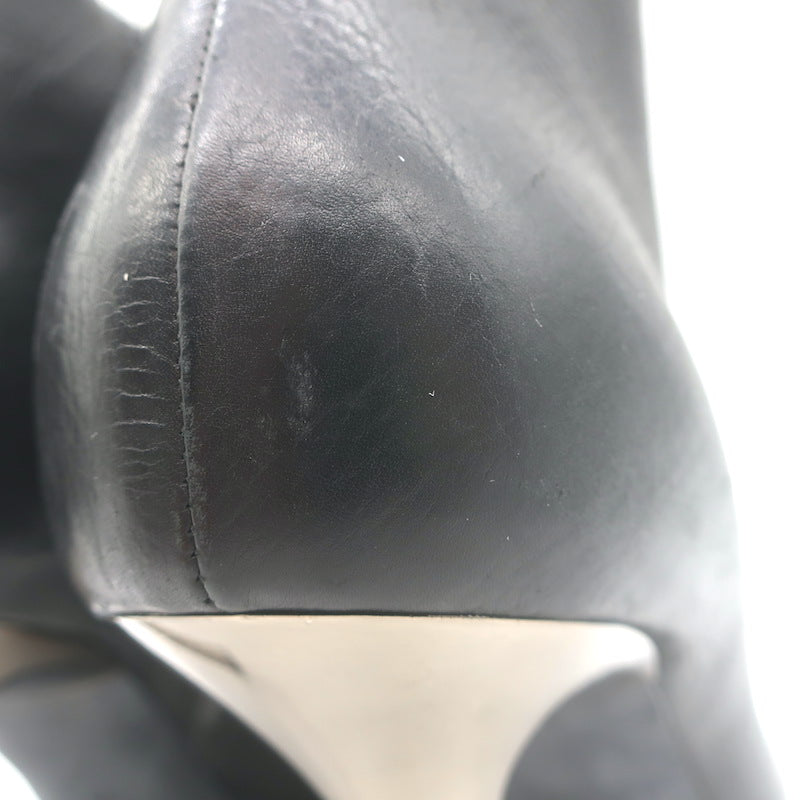 Lanvin Metal-Heel Platform Booties Black Leather Size 40