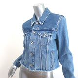 Off-White c/o Virgil Abloh Flower Shop Cropped Jean Jacket Blue Denim Size 40