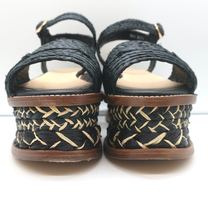 Gabriela Hearst x Clergerie Hester Platform Raffia Sandals Black Size 39.5 NEW