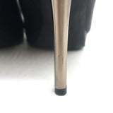 Lanvin Metal-Heel Platform Booties Black Leather Size 40