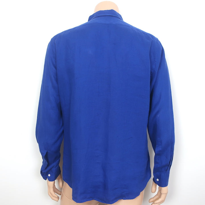 Bluemint Martin Long Sleeve Linen Button Down Shirt Blue Size Medium