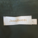 Zimmermann Espionage Utility Belted Romper Army Green Silk Crepe de Chine Size 1