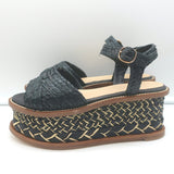 Gabriela Hearst x Clergerie Hester Platform Raffia Sandals Black Size 39.5 NEW