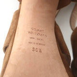 Stuart Weitzman Joni Crisscross Platform Sandals Brown Suede Size 38.5