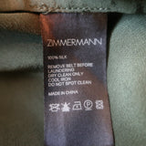 Zimmermann Espionage Utility Belted Romper Army Green Silk Crepe de Chine Size 1