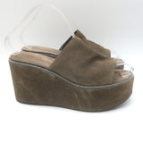 Brunello Cucinelli Monili-Trim Platform Wedge Slide Sandals Brown Suede Size 38