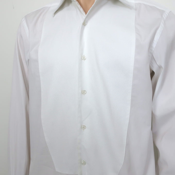 Tom Ford Bib-Front Tuxedo Shirt White Cotton Pique &amp; Poplin Size 40 - 15 3/4