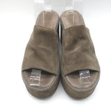 Brunello Cucinelli Monili-Trim Platform Wedge Slide Sandals Brown Suede Size 38