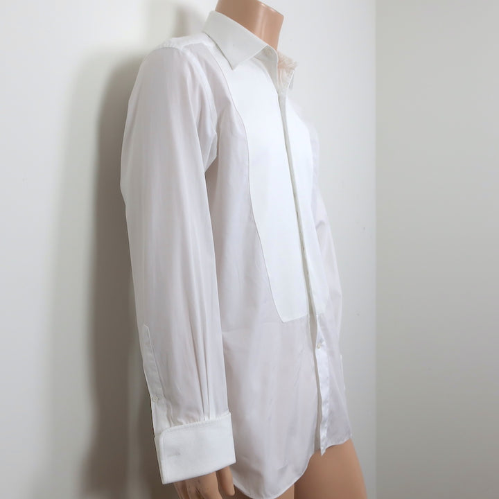 Tom Ford Bib-Front Tuxedo Shirt White Cotton Pique &amp; Poplin Size 40 - 15 3/4