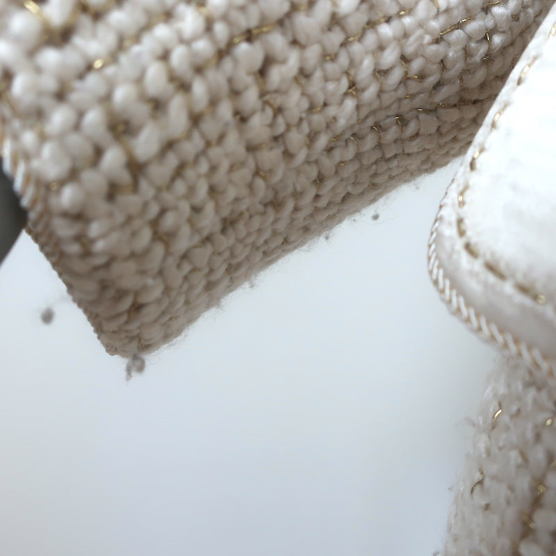 Vintage Chanel Metallic Tweed Open-Front Coat Cream/Gold Mohair-Blend Size 34