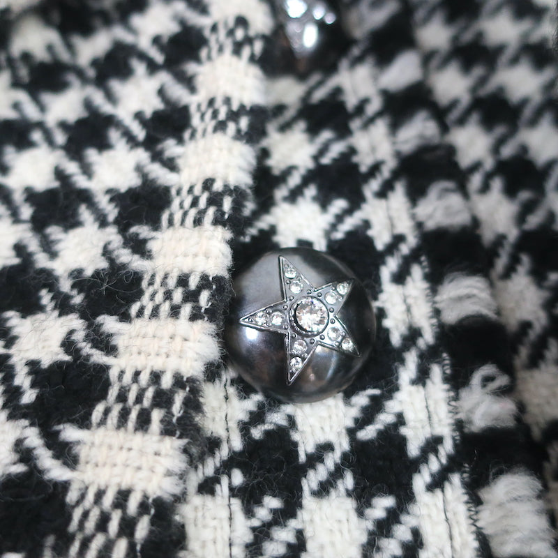 Dolce &amp; Gabbana Tie-Neck Short Sleeve Jacket Black/White Houndstooth Size 38