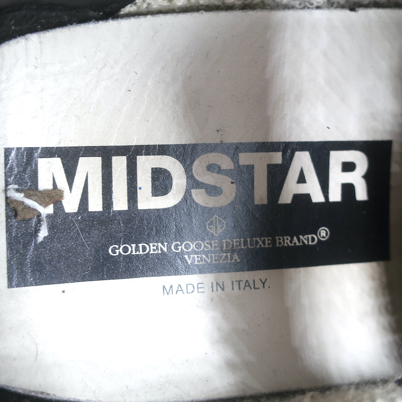 Golden Goose Glitter Mid Star Sneakers Black &amp; Silver Metallic Leather Size 41