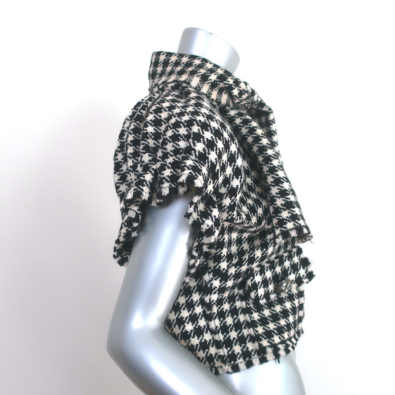 Dolce &amp; Gabbana Tie-Neck Short Sleeve Jacket Black/White Houndstooth Size 38