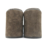 Brunello Cucinelli Monili-Trim Platform Wedge Slide Sandals Brown Suede Size 38