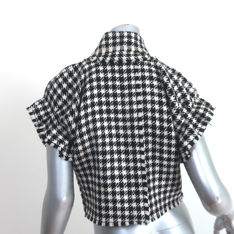 Dolce &amp; Gabbana Tie-Neck Short Sleeve Jacket Black/White Houndstooth Size 38
