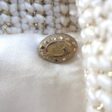 Vintage Chanel Metallic Tweed Open-Front Coat Cream/Gold Mohair-Blend Size 34