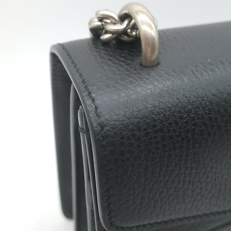 Gucci Dionysus Crystal-Embellished Small Shoulder Bag Black Grained Leather