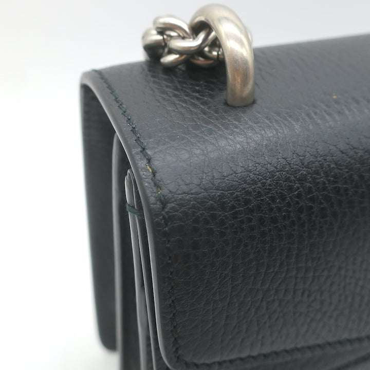 Gucci Dionysus Crystal-Embellished Small Shoulder Bag Black Grained Leather