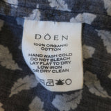 Doen Norma Tie-Neck Blouse Charcoal Leaf Print Voile Size Medium Long Sleeve Top