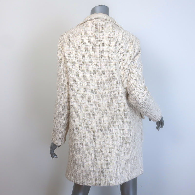 Vintage Chanel Metallic Tweed Open-Front Coat Cream/Gold Mohair-Blend Size 34