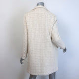Vintage Chanel Metallic Tweed Open-Front Coat Cream/Gold Mohair-Blend Size 34