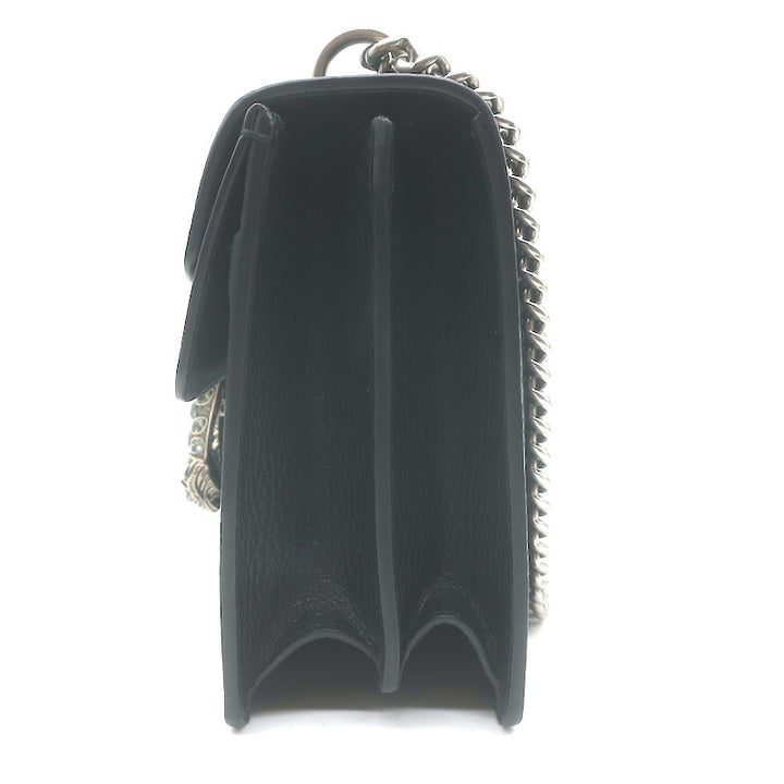 Gucci Dionysus Crystal-Embellished Small Shoulder Bag Black Grained Leather