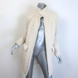 Vintage Chanel Metallic Tweed Open-Front Coat Cream/Gold Mohair-Blend Size 34