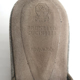 Brunello Cucinelli Monili-Trim Platform Wedge Slide Sandals Brown Suede Size 38