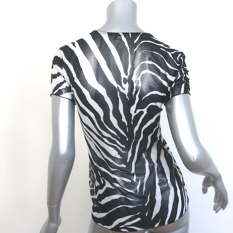 Dolce &amp; Gabbana Underwear Zebra Print Mesh Top Black/White Size Large