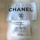 Vintage Chanel Metallic Tweed Open-Front Coat Cream/Gold Mohair-Blend Size 34