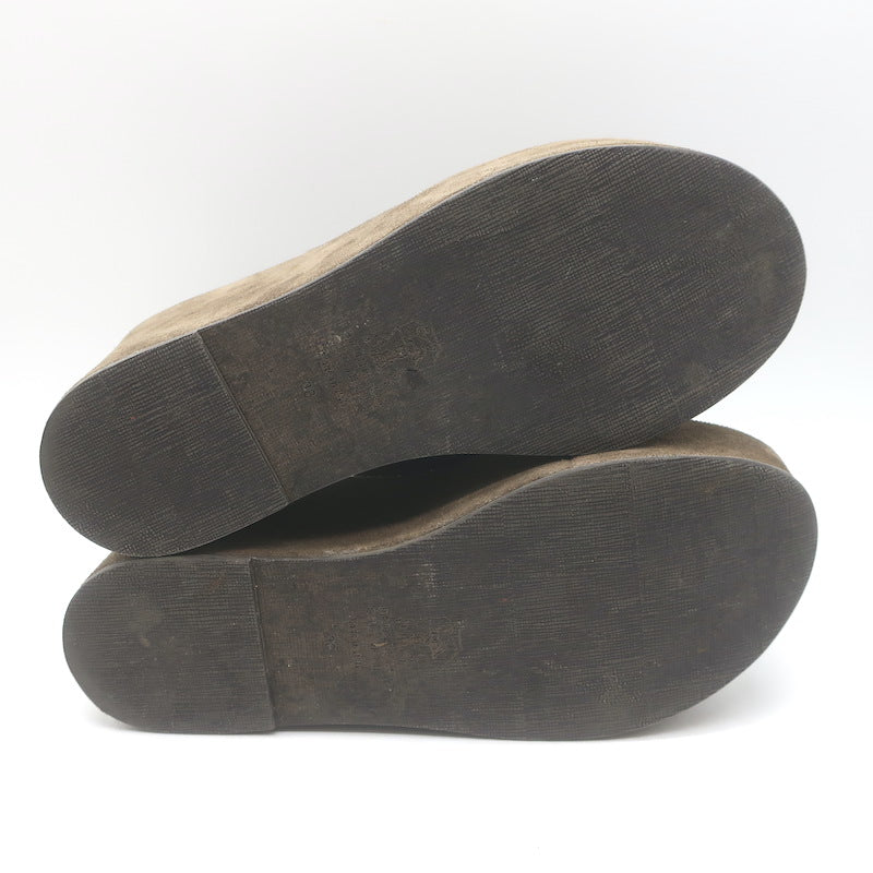 Brunello Cucinelli Monili-Trim Platform Wedge Slide Sandals Brown Suede Size 38