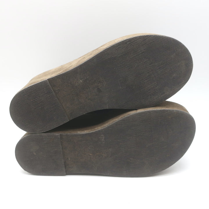 Brunello Cucinelli Monili-Trim Platform Wedge Slide Sandals Brown Suede Size 38