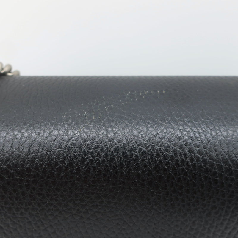 Gucci Dionysus Crystal-Embellished Small Shoulder Bag Black Grained Leather