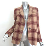 Isabel Marant Etoile Kerstin Windowpane Plaid Blazer Beige/Red Wool Size 38
