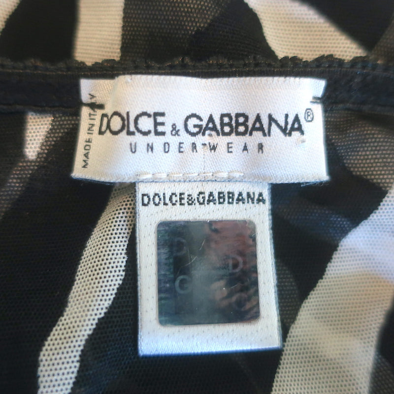 Dolce &amp; Gabbana Underwear Zebra Print Mesh Top Black/White Size Large