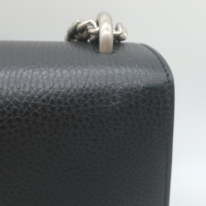 Gucci Dionysus Crystal-Embellished Small Shoulder Bag Black Grained Leather