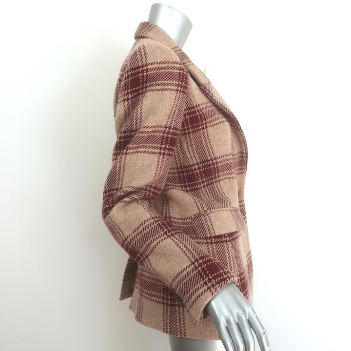 Isabel Marant Etoile Kerstin Windowpane Plaid Blazer Beige/Red Wool Size 38