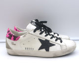 Golden Goose Superstar Glitter Star Sneakers White Leather & Pink Snake Size 38