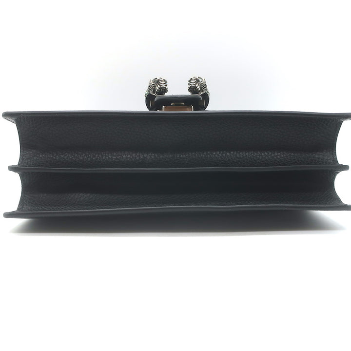 Gucci Dionysus Crystal-Embellished Small Shoulder Bag Black Grained Leather