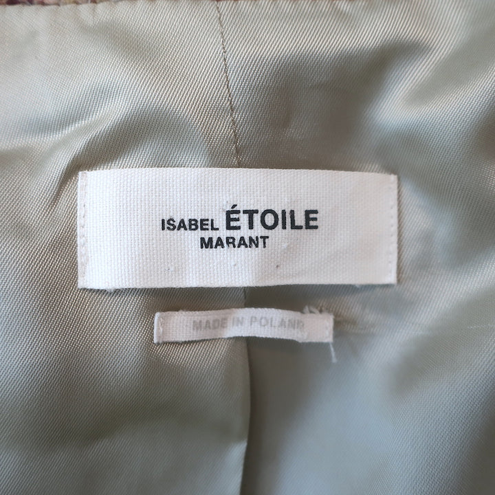 Isabel Marant Etoile Kerstin Windowpane Plaid Blazer Beige/Red Wool Size 38