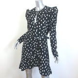 Jonathan Simkhai Polka Dot Puff Sleeve Belted Dress Black Crepe Size 12