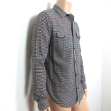 Vince Micro Check Long Sleeve Button Down Shirt White/Navy Size Medium