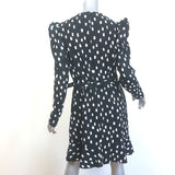 Jonathan Simkhai Polka Dot Puff Sleeve Belted Dress Black Crepe Size 12